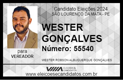 Candidato WESTER GONÇALVES 2024 - SÃO LOURENÇO DA MATA - Eleições