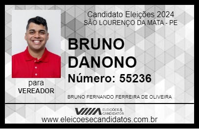 Candidato BRUNO DANONE 2024 - SÃO LOURENÇO DA MATA - Eleições