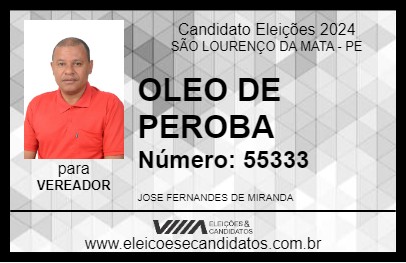 Candidato OLEO DE PEROBA 2024 - SÃO LOURENÇO DA MATA - Eleições