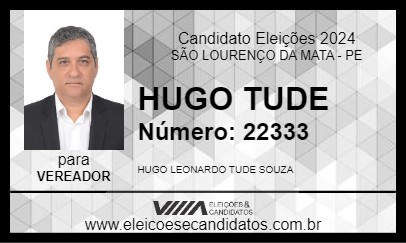 Candidato HUGO TUDE 2024 - SÃO LOURENÇO DA MATA - Eleições