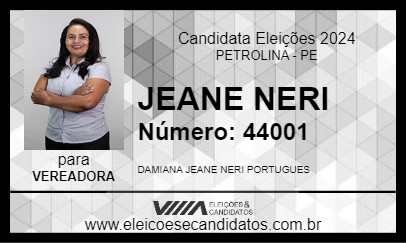 Candidato JEANE NERI 2024 - PETROLINA - Eleições