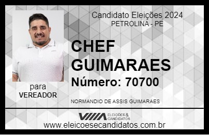 Candidato CHEF GUIMARAES 2024 - PETROLINA - Eleições