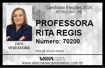 Candidato PROFESSORA RITA REGIS 2024 - PETROLINA - Eleições