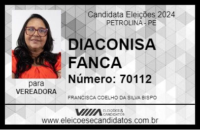 Candidato DIACONISA FANCA 2024 - PETROLINA - Eleições