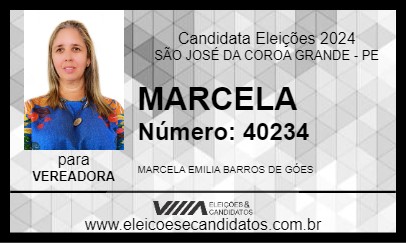 Candidato MARCELA 2024 - SÃO JOSÉ DA COROA GRANDE - Eleições