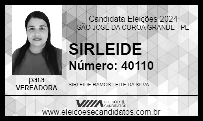 Candidato SIRLEIDE 2024 - SÃO JOSÉ DA COROA GRANDE - Eleições