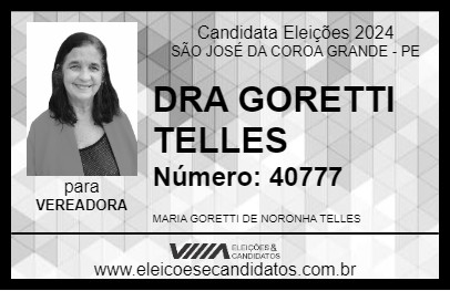 Candidato DRA GORETTI TELLES 2024 - SÃO JOSÉ DA COROA GRANDE - Eleições