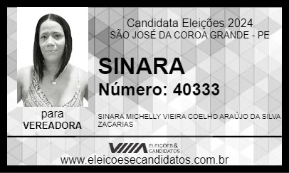 Candidato SINARA 2024 - SÃO JOSÉ DA COROA GRANDE - Eleições