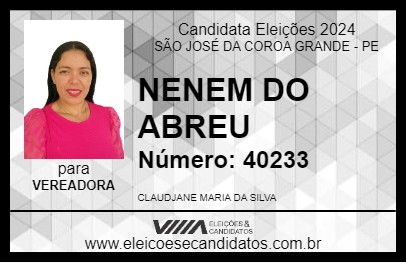 Candidato NENEM DO ABREU 2024 - SÃO JOSÉ DA COROA GRANDE - Eleições