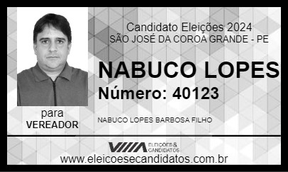 Candidato NABUCO LOPES 2024 - SÃO JOSÉ DA COROA GRANDE - Eleições