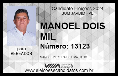 Candidato MANOEL DOIS MIL 2024 - BOM JARDIM - Eleições