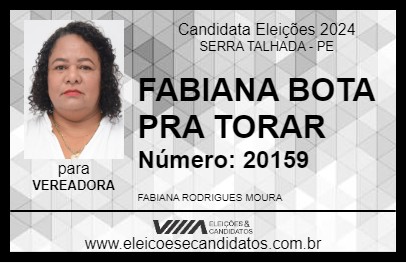 Candidato FABIANA BOTA PRA TORAR 2024 - SERRA TALHADA - Eleições