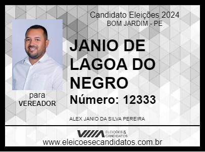 Candidato JANIO DE LAGOA DO NEGRO 2024 - BOM JARDIM - Eleições