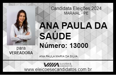 Candidato ANA PAULA DA SAÚDE 2024 - MARAIAL - Eleições