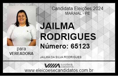 Candidato JAILMA RODRIGUES 2024 - MARAIAL - Eleições