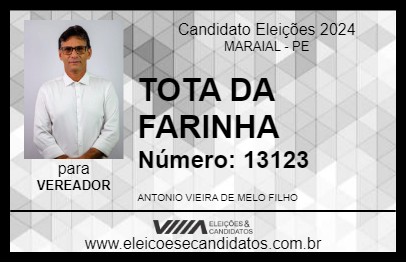 Candidato TOTA DA FARINHA 2024 - MARAIAL - Eleições