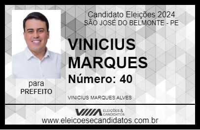 Candidato VINICIUS MARQUES 2024 - SÃO JOSÉ DO BELMONTE - Eleições