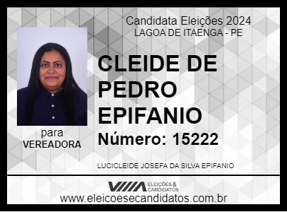 Candidato CLEIDE DE PEDRO EPIFANIO 2024 - LAGOA DE ITAENGA - Eleições