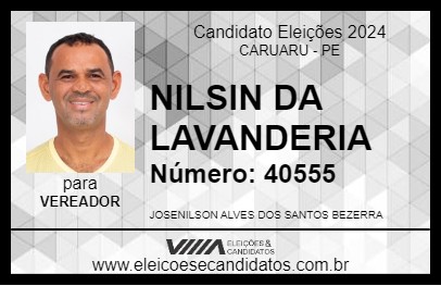 Candidato NILSIN DA LAVANDERIA 2024 - CARUARU - Eleições