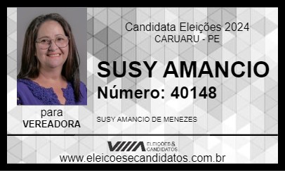 Candidato SUSY AMANCIO 2024 - CARUARU - Eleições