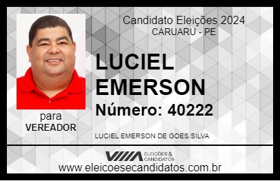 Candidato LUCIEL EMERSON 2024 - CARUARU - Eleições