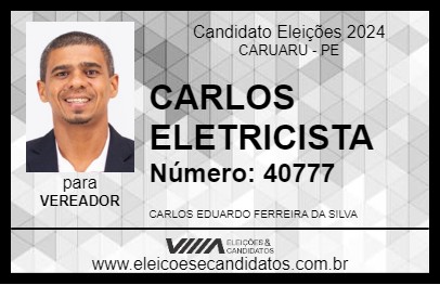 Candidato CARLOS ELETRICISTA 2024 - CARUARU - Eleições