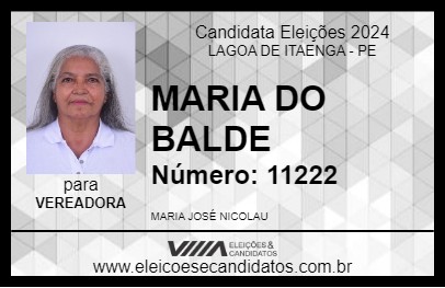 Candidato MARIA DO BALDE 2024 - LAGOA DE ITAENGA - Eleições