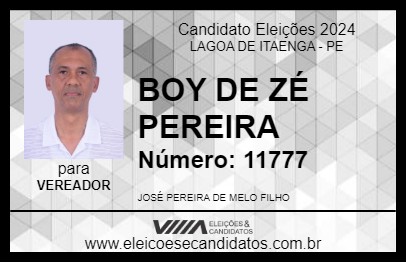 Candidato BOY DE ZÉ PEREIRA 2024 - LAGOA DE ITAENGA - Eleições