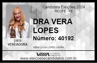 Candidato DRA VERA LOPES 2024 - RECIFE - Eleições