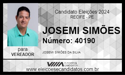 Candidato JOSEMI SIMÕES 2024 - RECIFE - Eleições