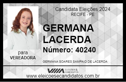 Candidato GERMANA LACERDA 2024 - RECIFE - Eleições