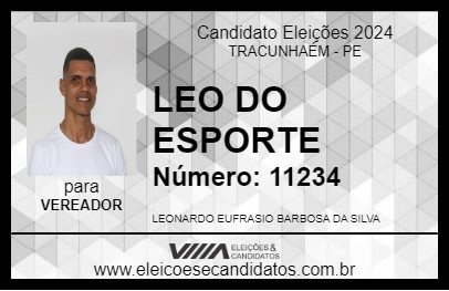 Candidato LEO DO ESPORTE 2024 - TRACUNHAÉM - Eleições