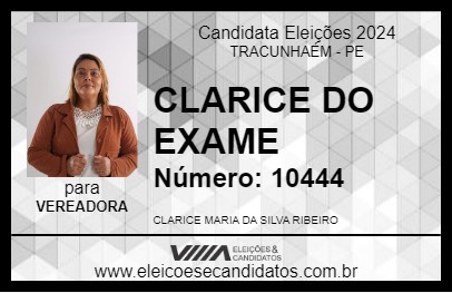 Candidato CLARICE DO EXAME 2024 - TRACUNHAÉM - Eleições