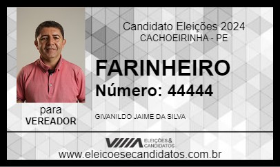 Candidato FARINHEIRO 2024 - CACHOEIRINHA - Eleições