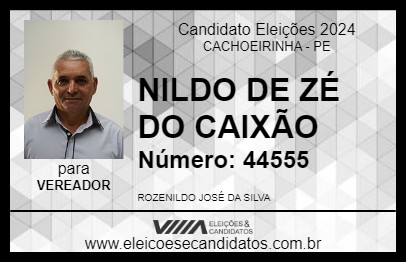 Candidato NILDO DE ZÉ DO CAIXÃO 2024 - CACHOEIRINHA - Eleições