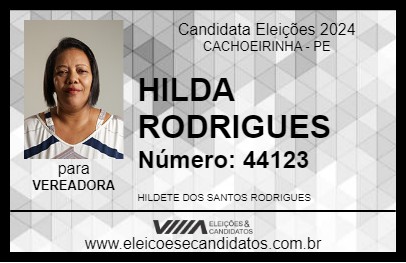 Candidato HILDA RODRIGUES 2024 - CACHOEIRINHA - Eleições