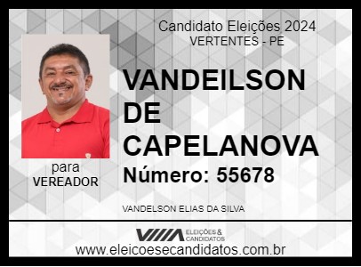 Candidato VANDEILSON DE CAPELA NOVA 2024 - VERTENTES - Eleições