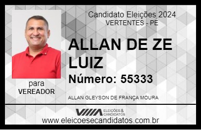 Candidato ALLAN DE ZE LUIZ 2024 - VERTENTES - Eleições