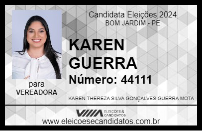 Candidato KAREN GUERRA 2024 - BOM JARDIM - Eleições