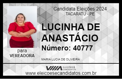 Candidato LUCINHA DE ANASTÁCIO 2024 - TACARATU - Eleições