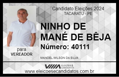 Candidato NINHO DE MANÉ DE BÊJA 2024 - TACARATU - Eleições