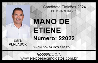 Candidato MANO DE ETIENE 2024 - BOM JARDIM - Eleições