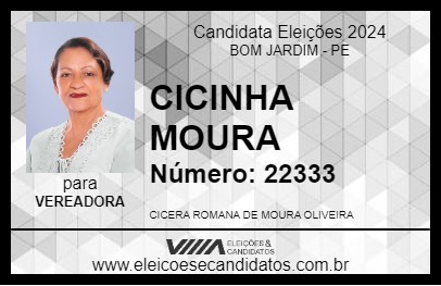 Candidato CICINHA MOURA 2024 - BOM JARDIM - Eleições