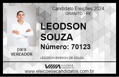 Candidato LEODSON SOUZA 2024 - GRANITO - Eleições