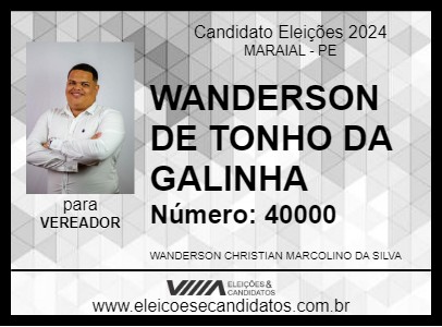 Candidato WANDERSON DE TONHO DA GALINHA 2024 - MARAIAL - Eleições