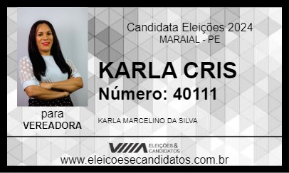 Candidato KARLA CRIS 2024 - MARAIAL - Eleições