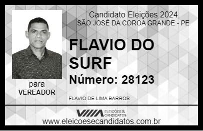 Candidato FLAVIO DO SURF 2024 - SÃO JOSÉ DA COROA GRANDE - Eleições