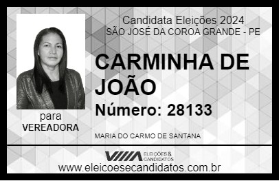 Candidato CARMINHA DE JOÃO 2024 - SÃO JOSÉ DA COROA GRANDE - Eleições