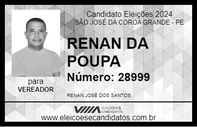 Candidato RENAN DA POUPA 2024 - SÃO JOSÉ DA COROA GRANDE - Eleições