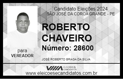 Candidato ROBERTO CHAVEIRO 2024 - SÃO JOSÉ DA COROA GRANDE - Eleições